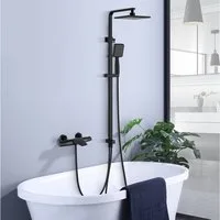 HOMELODY Duschsystem Abnehmbares Duschsystem mit Wasserfall Badzubehör Duschzubehör, 3 Strahlart(en), Set, Thermostat mit Brausegarnitur, Mit Wasserabscheider, Wasser kommt aus dem Wasserfall, Schwarz