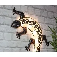 Spetebo Wanddekoobjekt LED Solar Wand Deko 72 cm - Gecko