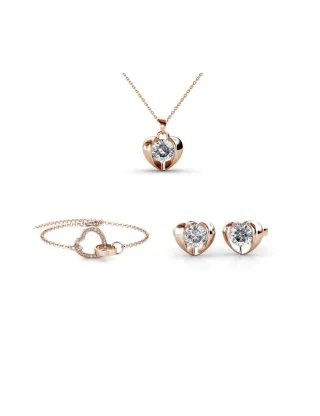 Simply Love Verschlossenes Herz für Baum Set - Rose Gold und Kristall
