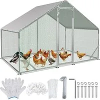 Clanmacy Hühnerstall 3x2x2m Hühnerstall aus Stahl mit UV-beständiger Abdeckung Voliere