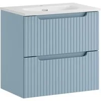 einfachgutemoebel Waschtisch-Set ILUNA Blue Waschtisch 60cm babyblau mit Keramik Einbaubecken, (Badmöbel Set, 1-St., Waschtisch Unterschrank)