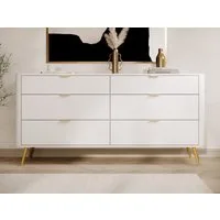 Selsey Kommode OVAL, mit 6 Schubladen, goldenen Füßen und Griffen, 172 cm