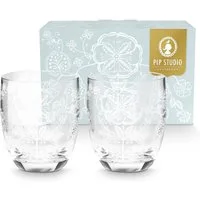 PiP Studio Gläser-Set Flower White Trinkglas 320ml Set2, Glas
