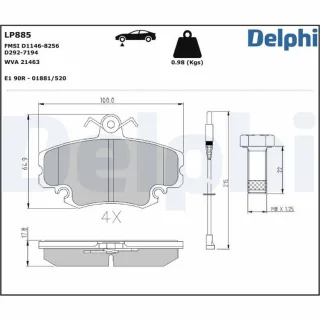 Delphi Bremsbel?ge vorne Dacia Lada Peugeot Renault
