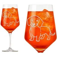 eXODA Weinglas Motiv niedlicher Dackel für Weißwein mit Gravur, 1-tlg., Glas, Atemberaubende Darstellung