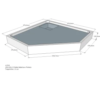 Neuesbad Wannenträger für Bette Caro 100x100x3,5 Fünfeck SD22711