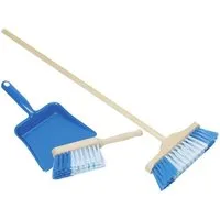 goki Kinder-Besen Kinderkehrschaufel, Handfeger und Besen Kunststoff 3-tlg. blau, (Set, 3-tlg., 1), Made in Germany