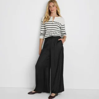 Fließende Palazzo-Hose für Damen, Damen, size: regular, Grün, Polyester, by Lands' End