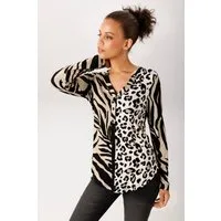 Aniston CASUAL Schlupfbluse im Zebra-Dessin mit Leo-Einsatz - NEUE KOLLEKTION