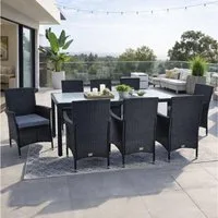 ESTEXO Sitzgruppe Polyrattan Gartenmöbel Set für 8 Personen Rattan Gartenset Schwarz