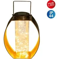 näve LED Solarleuchte Fairylight, LED fest integriert, Warmweiß, messing Innenseite gold, Kunststoffzylinder mit LED Lichterdraht