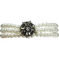 LUISIA® Perlenarmband Perlenarmband 'Nyala' 3-reihig mit Kristall von Sw