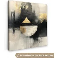 OneMillionCanvasses® Leinwandbild Abstrakt - Schwarz - Farbe - Modern, Fotodruck (1 St), Wandbild, Deko Schlafzimmer Wohnzimmer Flur 20x20 cm