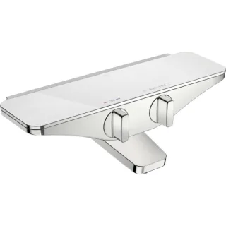 Hansa Hansaemotion Wannen-Thermostat 5864217182 Aufputz, Sicherheitsglas, integrierter Umsteller mit Absperrung, chrom/weiss