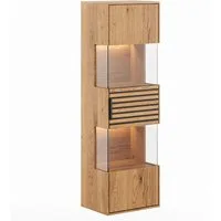 Lomadox Hängevitrine TIVAT-163 Eiche massiv geölt, 43 cm breit, inkl. LED-Beleuchtung