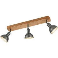 TRIO Leuchten LED Deckenstrahler, Dimmfunktion, LED wechselbar, Warmweiß, innen, dreiflammig Holz-balken rustikal Industriedesign, Breite 58cm