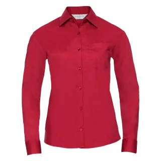 Russell Collection - "Classic" Hemd Pflegeleicht für Damen Langärmlig (Rot)