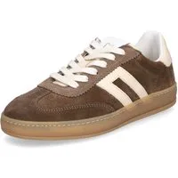 MIDS MOSS Damen Sneaker braun aus Velourleder mit Wechselfußbett & Kontraststreifen in Beige