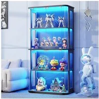 BROTTAR Glasvitrine im Runddesign 4 Ebenen mit LED Beleuchtung & Sensor (1-St) Vitrine für Figuren und Sammlungen