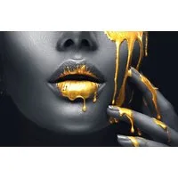Papermoon Fototapete GOLDENE LIPPEN-SCHMUCK ART DESIGN ABSTRAKT MUSTER KUNST