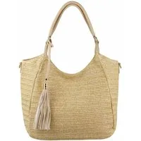 ITALYSHOP24 Schultertasche DAMEN TASCHE Strohtasche Shopper Tote Geflecht Häkeltasche Weekender, Boho Beuteltasche Leder Optik Sommer Basttasche Hobo Strand Urlaub