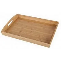 Bambou&Co Tablett Servier-Tablett Serviertablett Frühstückstablett, Bambus, (Maße: 44 x 29 x 4 cm (LxBxH), 2 Griffe für leichten Transport