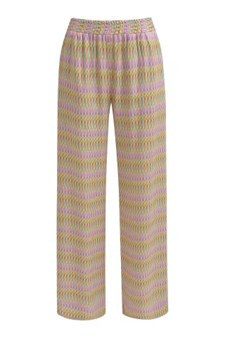Milano Italy - wideleg pants with elastic waist colorful print - Gr. - 44