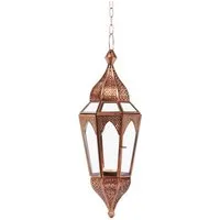 Marrakesch Orient & Mediterran Interior Hängewindlicht Orientalisches Hängewindlicht Lalita aus Glas in Klar 41 cm Wohndeko (1 St), Handarbeit