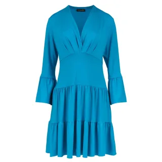 Türkisfarbenes Jersey-Stufenkleid