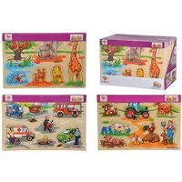 Simba Dickie Puzzle Eichhorn Holzspielzeug Puzzle 9-teilig 30x20cm 3fach sortiert, Puzzleteile