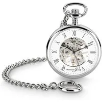 Hermann Jäckle Taschenuhr Limburg Skelett, Handaufzug, 41 mm, Mineralglas, mit Kette & Reiseetui