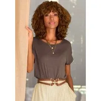 LASCANA Kurzarmshirt mit Rundhalsausschnitt, Jerseyware, Ärmelaufschlag, Basic