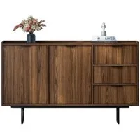 Compleo Kommode vintage nussbaum, Stil Japandi COLGO, Kommode mit zwei Türen und 3 Schubladen