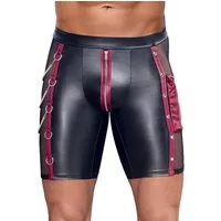 NEK Boxershorts Boxershorts mit Reißverschluss uns seitlichem Netz mit Ketten - schwar (1-St) Cooler Mattlook und seitliches Netz