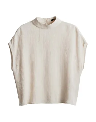 someday - Zartes Blusentop mit Crinkle Effekt beige - Gr. - 36