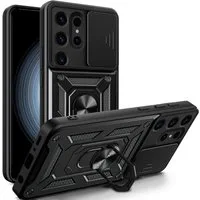 betterfon Handyhülle Panzerhülle für Samsung Galaxy S24 Ultra mit Kameraschutz & Ringhalter, Outdoorhülle mit Smartstand und Silikonkern