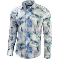 Baxboy Langarmhemd Baxboy Herren Hemd Freizeitshemd Langarm Blumen Casual Shirt B-449