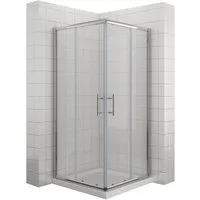 SONNI Eckdusche 70x70 - 120x120 cm, Eckeinstieg Doppel Schiebetüren Dusche, BxT: 70x70 cm, ESG Glas Höhe 185 / 195cm Verstellbereich: bis zu -20 mm