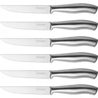 LuxusKollektion Steakmesser Steakmesser Set 6-teilig Edelstahl Wellenschliff spülmaschinengeeignet