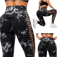 Da Meso Leggings Damen Push Up Leggings Marmoriert High Waist Fitness figurformend