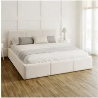FDM Polsterbett AMBER modern mit Bettkasten MADE IN EU - mit hochwertigem Paris Bezug (verfügbar 90x200 120x200 140x200 160x200 180x200cm, Bettrahmen, Bett, mit großen gepolsterten Kopfteil, mit Bettkasten zum aufklappen), Hebbarer Metallrahmen, Bett