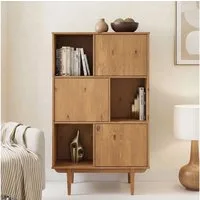IDIMEX Highboard SIMONA, Wohnzimmerschrank offene Fächer & 3 Türen Massivholz eiche farben