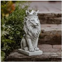 gartendekoparadies.de Gartenfigur Dekorative Steinfigur, Löwe mit Krone, 36 cm Höhe, 9 kg, Frostsicher