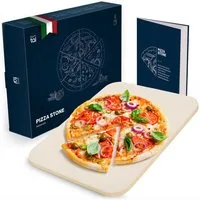 Blumtal Pizzastein für Backofen 38x30 cm aus Cordierit-Stein bis 900 C° eckig für Grill, 65% Kordierit, 35% Kaolin