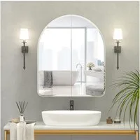radelldar Badezimmerspiegelschrank Spiegelschrank mit bogenförmigen Kanten, 2 Türen, rahmenlos (1-St) Wandmontage, 60 x 70 cm