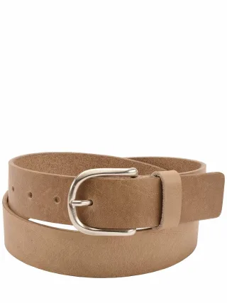 Mey & Edlich Herren Heller Jeans-Gürtel Beige Rindleder