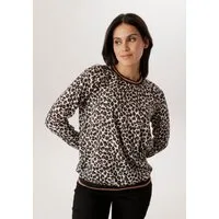 Aniston SELECTED Shirtbluse mit gestreiften Bündchen und Lepoarden-Print allover