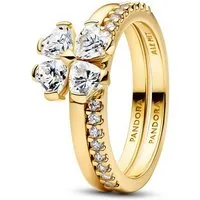 Pandora Fingerring PANDORA Kleeblatt Ringe für Damen, IP Gold, Timeless