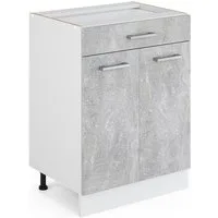 Vicco Unterschrank R-Line, Beton/Weiß, 60 cm mit Schublade, ohne Arbeitsplatte (1-St)
