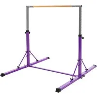 Hauki Turnreck Kinder Gymnastik Turnstangen Trainingsgeräte bis 100kg Indoor/Outdoor, Heimtraining Reckstange faltbar & höhenverstellbar 95,5-150cm Lila